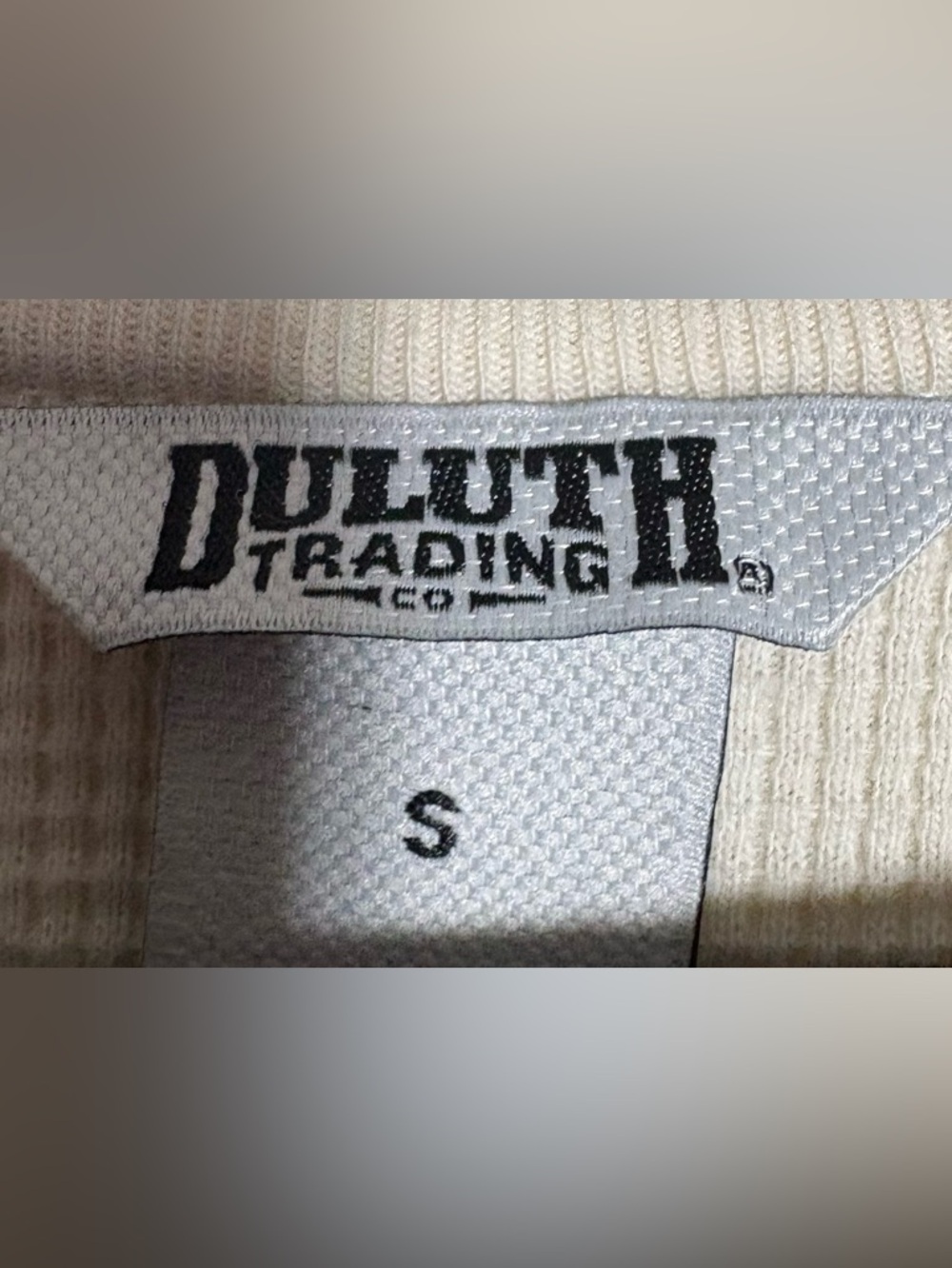 Duluth Trading Co Cream Waffle-Knit Long Sleeve Sweater - Picture 2 of 3